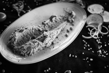 Lezzetli yeşil bezelye püresi.