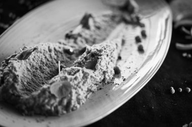 Lezzetli yeşil bezelye püresi.