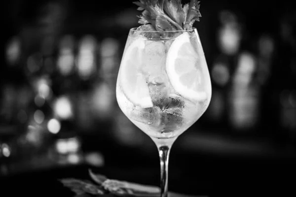 Tonic Gin Getränk Mit Frischen Früchten Zitronen Anis Blaubeeren Roten — Stockfoto