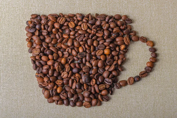 Ziarna Kawy Filiżanki Kawy Rozlanej Kawy — Zdjęcie stockowe