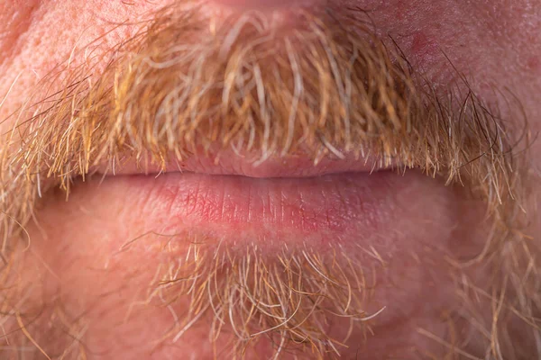 Primer Plano Boca Hombre Con Bigote Rojo Barba — Foto de Stock