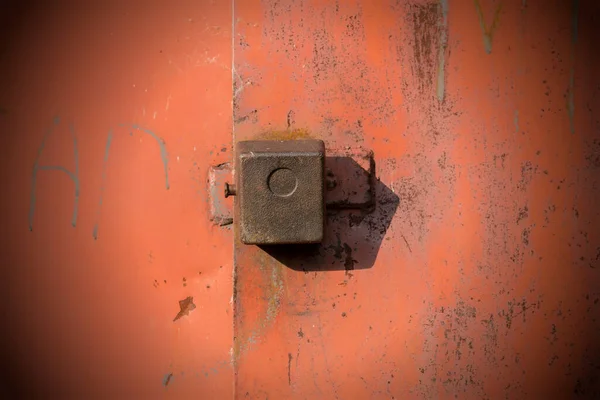 Vieilles Portes Garage Rouillées Avec Cadenas — Photo