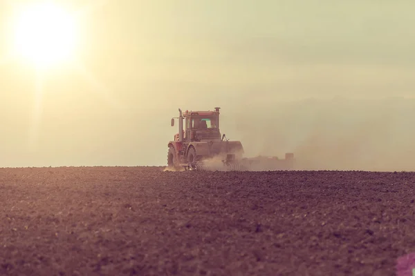 Machines Agricoles Sur Terrain Automne — Photo