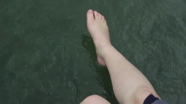 Slow Motion Feet Water — Stock Video