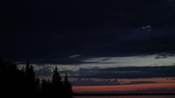 Timelapse Sunset Sky Trees Riding Mountain National Park Manitoba Canada — Video Stock