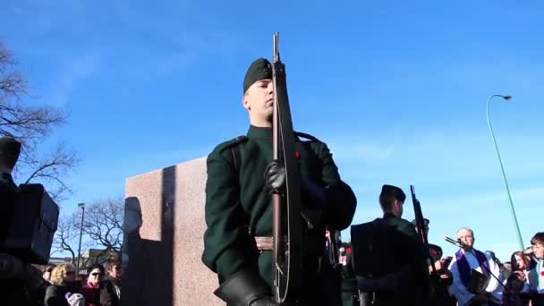 Cerimônia Dia Lembrança Vimy Ridge Memorial Park Winnipeg Canadá — Vídeo de Stock