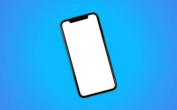 Modèle Réaliste Téléphone Intelligent Mobile Avec Fond Dégradé Bleu — Photo