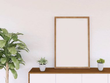 Masadaki Boş Fotoğraf Çerçevesi Modeli. 3B Görüntü, 3B görüntüleme.