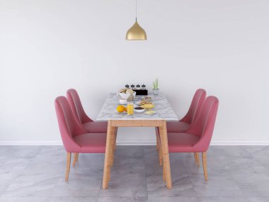 İç Yemek Odası Duvar Modeli. 3B Görüntü, 3B görüntüleme.