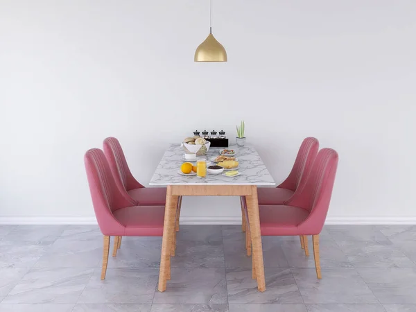 İç Yemek Odası Duvar Modeli. 3B Görüntü, 3B görüntüleme.