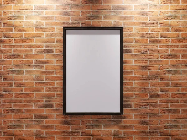 Photo Frame Mockup Brick Wall Illustration Rendering — Stock Photo, Image