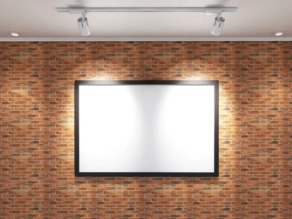 Big Photo Frame Mockup Brick Wall Illustration Rendering — Stock Photo, Image