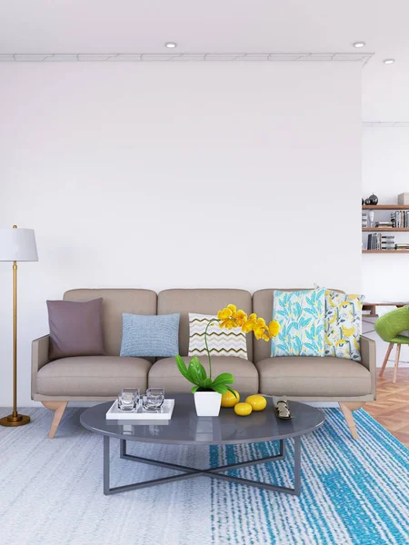 İç Salon Duvar Modeli. 3B Görüntü, 3B görüntüleme.