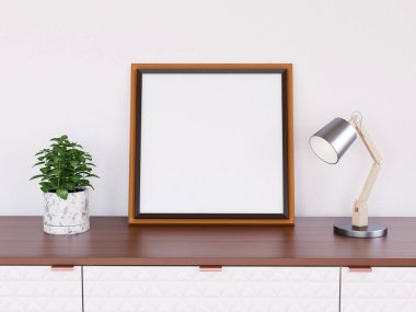 İç Salon Fotoğraf Çerçevesi Model. 3 Boyutlu Hazırlama, 3 Boyutlu Resim.