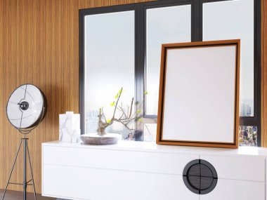 İç Salon Fotoğraf Çerçevesi Model. 3 Boyutlu Hazırlama, 3 Boyutlu Resim.