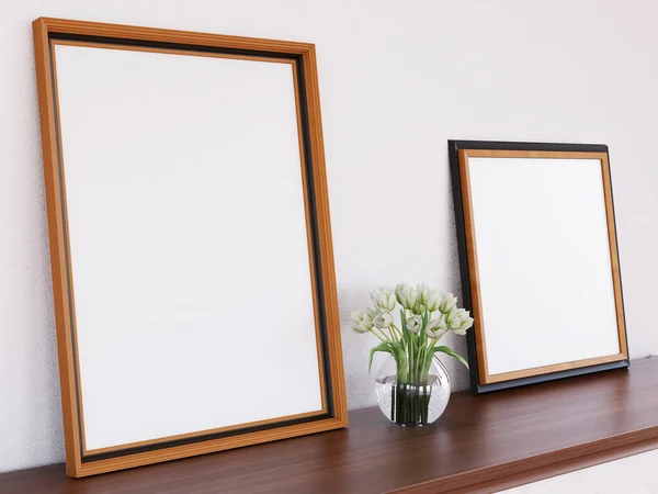 İç Salon Fotoğraf Çerçevesi Model. 3 Boyutlu Hazırlama, 3 Boyutlu Resim.