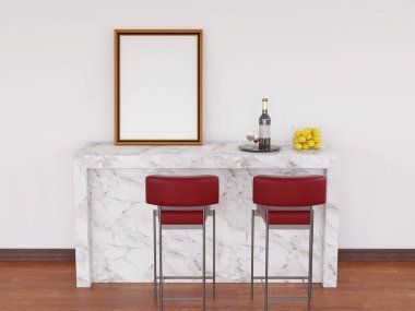 Masadaki Boş Fotoğraf Çerçevesi Modeli. 3 Boyutlu Hazırlama, 3 Boyutlu Resim.