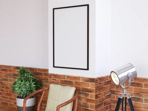 İç Salon Fotoğraf Çerçevesi Model. 3 Boyutlu Hazırlama, 3 Boyutlu Resim.