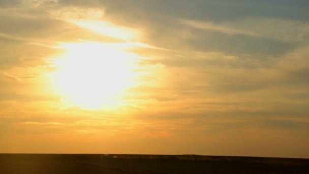 Trator Limpa Campo Pôr Sol Tratamento Campo Agrícola Por Trator — Vídeo de Stock