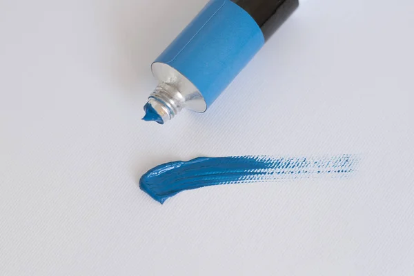 Blue Stroke Paint Brush Isolated White — Stock Photo, Image