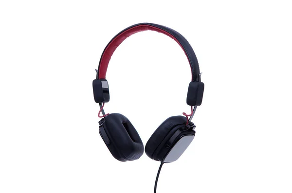 Headphone Hitam Diisolasi Latar Belakang Putih — Stok Foto