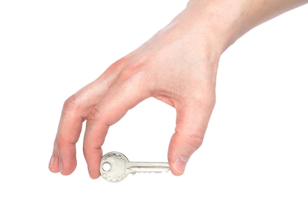 Beyaz arka plan üzerinde izole evin anahtarı tutan eller. Conce — Stok fotoğraf