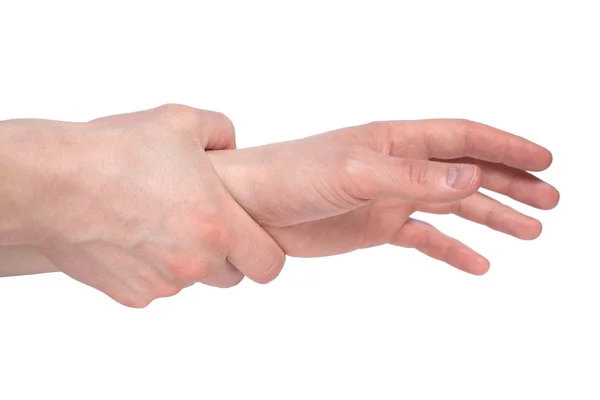 erkek birbirlerini beyaz arka plan üzerinde izole tutan eller. Erkekte