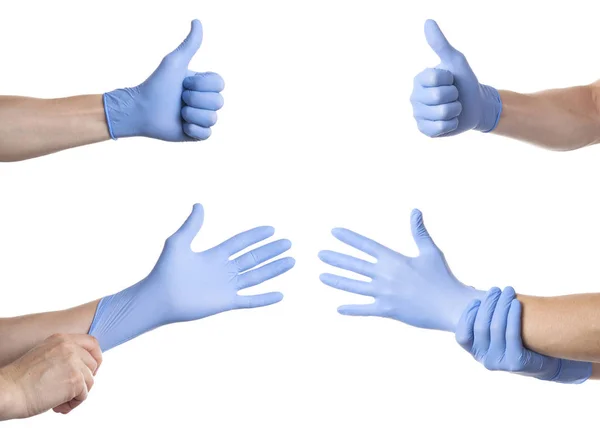 Médecin portant des gants stériles isolés sur blanc — Photo