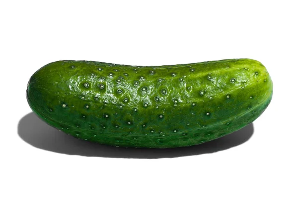 Ripe green cucumber on white background. Healthy eating and diet — Stock Photo, Image