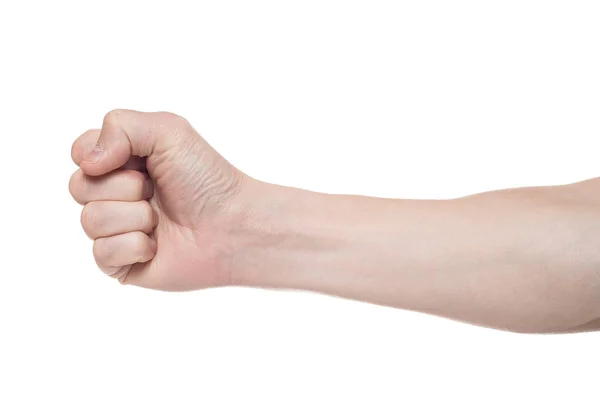 Male clenched fist, isolated on a white background. Win — Stock Photo, Image