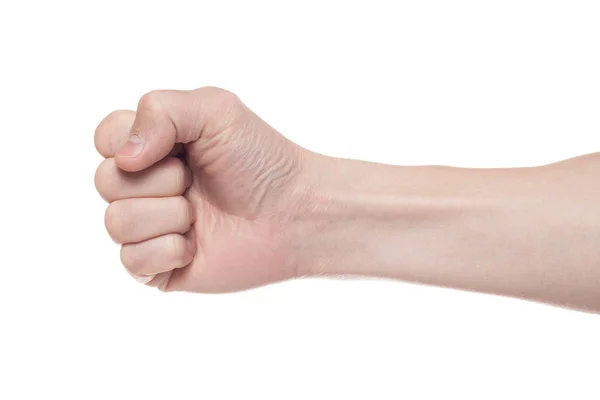 Male clenched fist, isolated on a white background. Win — Stock Photo, Image