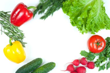 Yukarıdan yakalanan taze renkli organik sebzeler (üstteki görünüm,