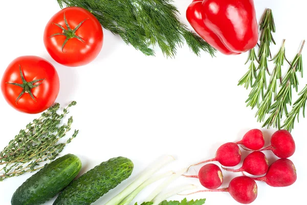 Légumes biologiques colorés frais capturés d'en haut (vue de dessus , — Photo