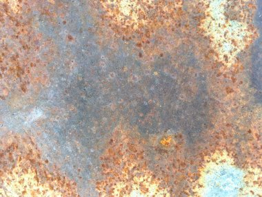 Paslı, eski, pürüzlü, metal bir doku. İç dekorasyon ve endüstriyel yapı tasarımı için koyu paslı metal desen arka planı. Vintage effec