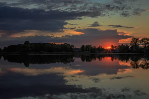 Golden Sunset Ukraine Kiev Region 2020 — Stock Photo, Image