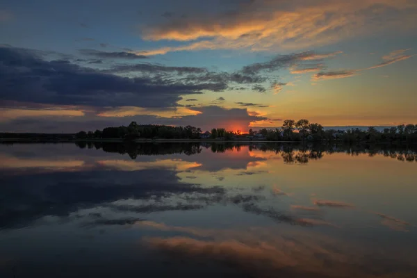 Pôr Sol Dourado Ucrânia Região Kiev 2020 — Fotografia de Stock