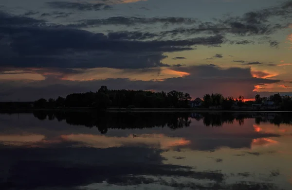 Pôr Sol Dourado Ucrânia Região Kiev 2020 — Fotografia de Stock