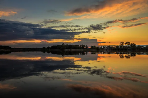 Pôr Sol Dourado Ucrânia Região Kiev 2020 — Fotografia de Stock