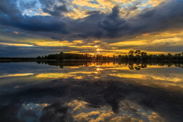 Puesta Sol Ucrania Región Kiev 2020 — Foto de Stock