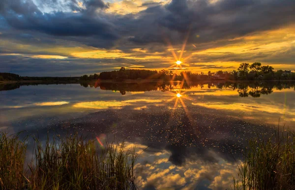 Puesta Sol Ucrania Región Kiev 2020 — Foto de Stock