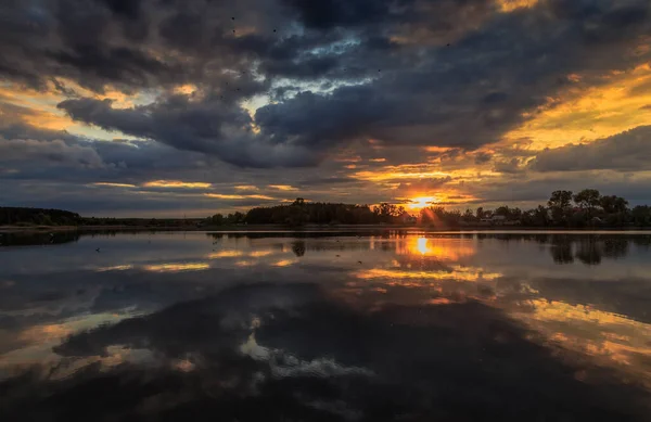 Puesta Sol Ucrania Región Kiev 2020 — Foto de Stock