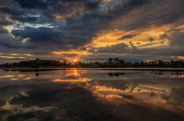 Puesta Sol Ucrania Región Kiev 2020 — Foto de Stock