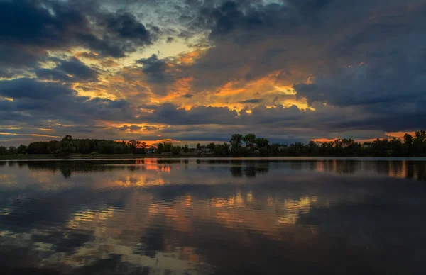 Puesta Sol Ucrania Región Kiev 2020 — Foto de Stock