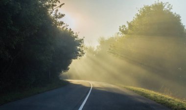 Şafak Vinnitsa bölgesinde sisli bir sabah. 13 Eylül 2020