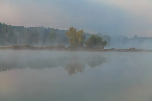 Morgenspaziergang Bei Nebel Auf Den Seen Des Kiewer Gebiets Ukraine — Stockfoto