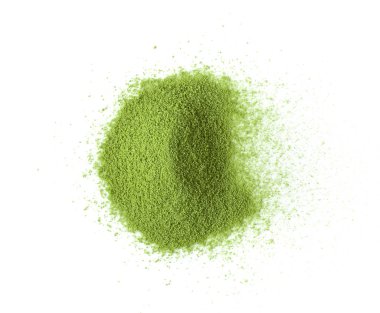 Beyaz zemin üzerine yeşil çay tozu