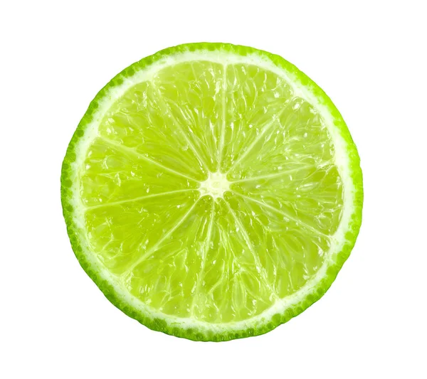 Juicy slice of lime isolated on white — Stock Photo, Image