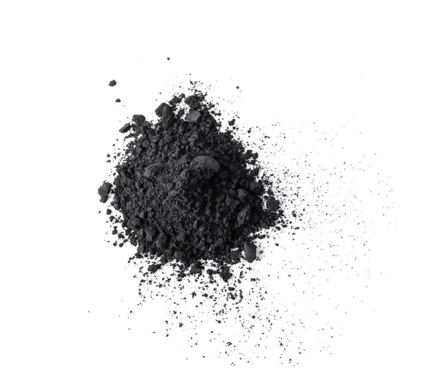 Activated charcoal powder isolated on white background. — Stock Photo, Image
