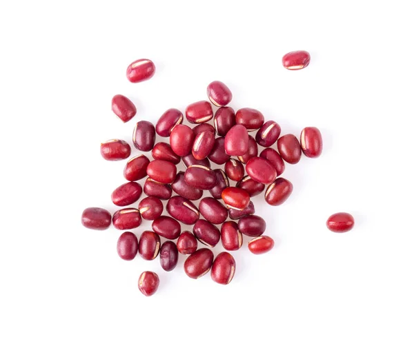 Azuki Bean ou Red Bean Seeds Top View em fundo branco. topo v — Fotografia de Stock