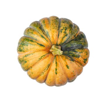 Beyaz arka plan üzerinde izole balkabağı. Üstten Görünüm